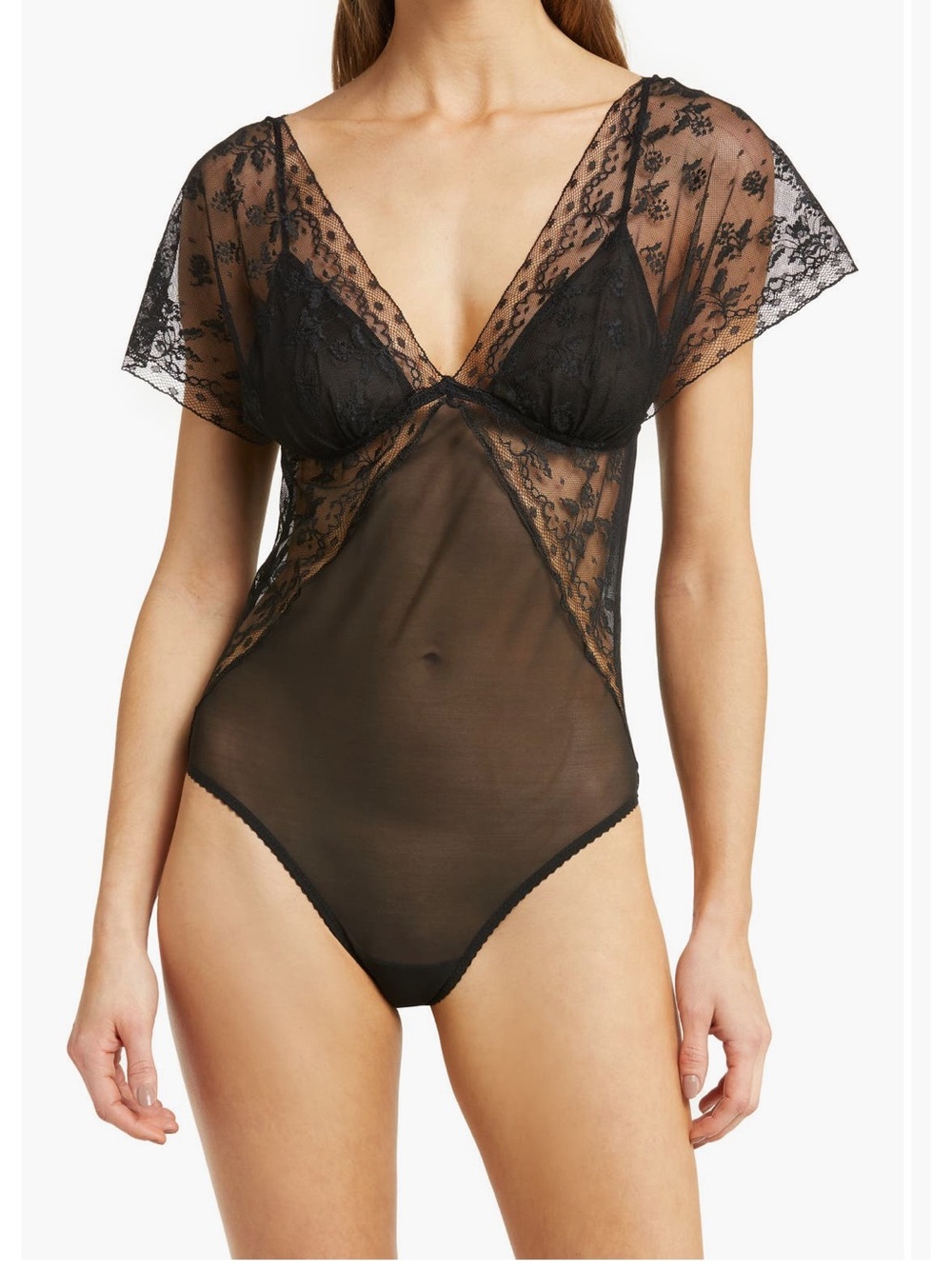 Wacoal Lifted in Luxury Lace & Mesh Bodysuitin Black -NWT $88 Nordstrom